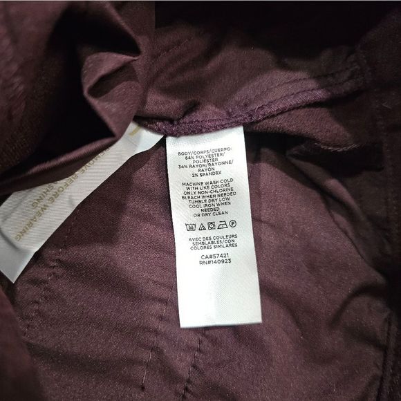 NWT LOFT BURGUNDY RED STRAIGHT LEG TIE BELT PANTS 00 PETITE XXS PETITE - Picture 9 of 9